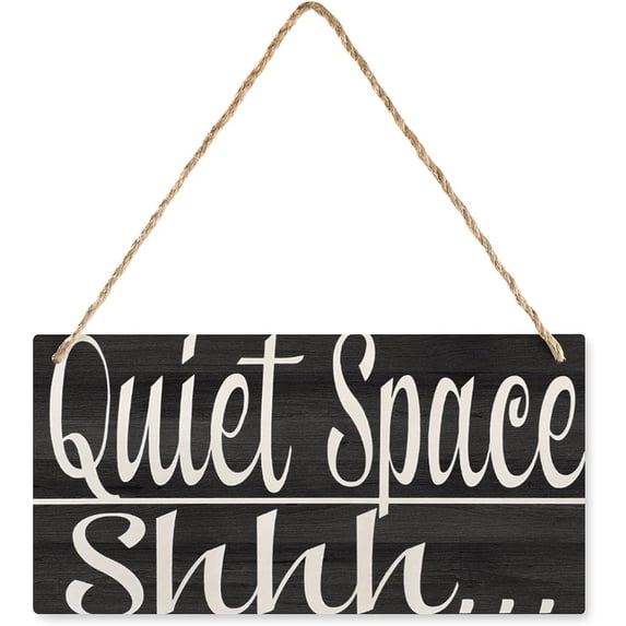 Quiet Space Shhh Wood Sign Funny Office Decor Wall Decoration Rustic Wood Sign Hanging Vintage Home Decor Wooden Farmhouse Wall Decor For Living Room Decor 12" X 6"