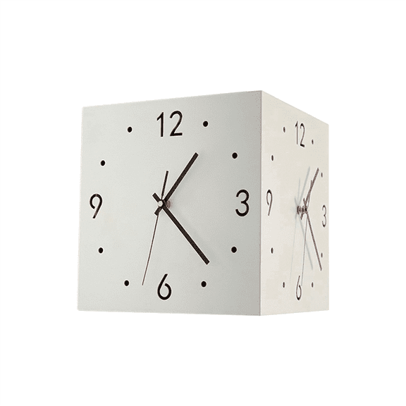 Quiet Square Wall Clock in Bedroom-Double-Sided, Sensor Charging, Luminous, Metal Corner Clock, (White),1 * hanging clock,White