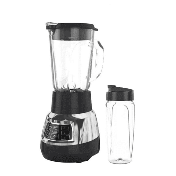 Quiet Stainless Steel Blender with Cyclone Glass Cup