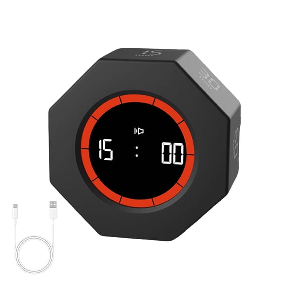 Quiet Study Timer with Flipping Activations Countdown Reminder Desktop Digital Timer ABS Texture Suitable for Classroom