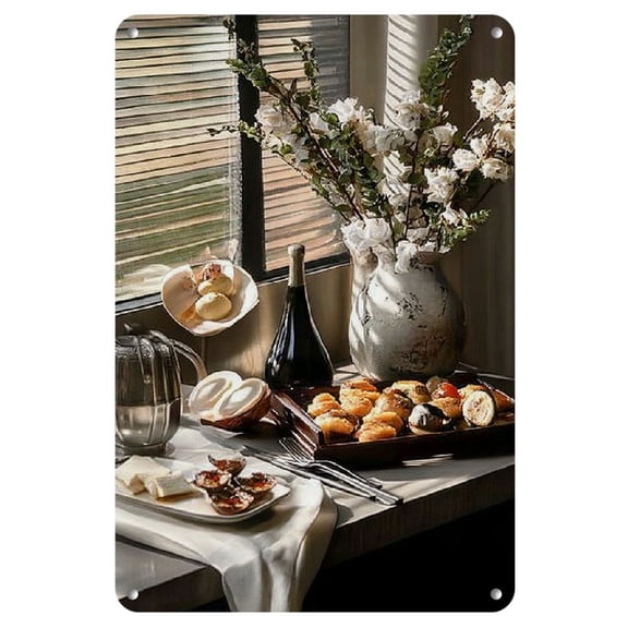 Quiet Tea Time" Iron Wall Art Sign - 8x12 Inches, Serene Room Decor with Traditional Japanese Ceremony Imagery, Ideal for Home, Restaurant, Bar, Caf, or Garage, Perfect for Room Decor
