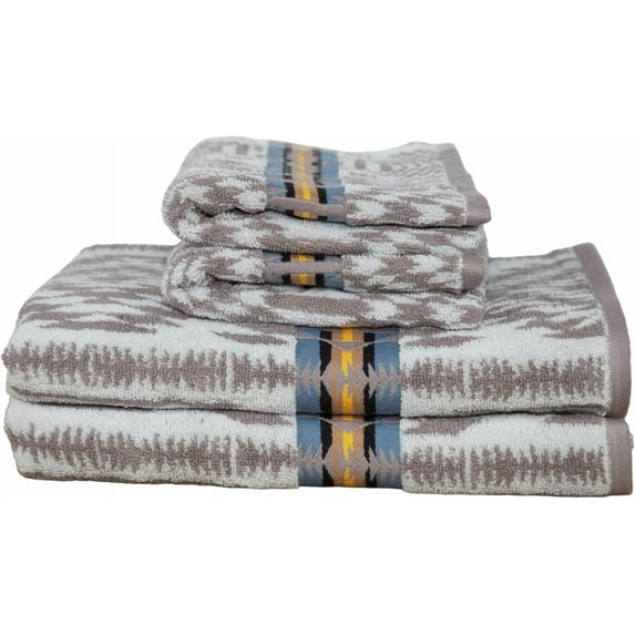 Quiet Valley - 4pc Set (2 Bath + 2 Hand) - White/Grey