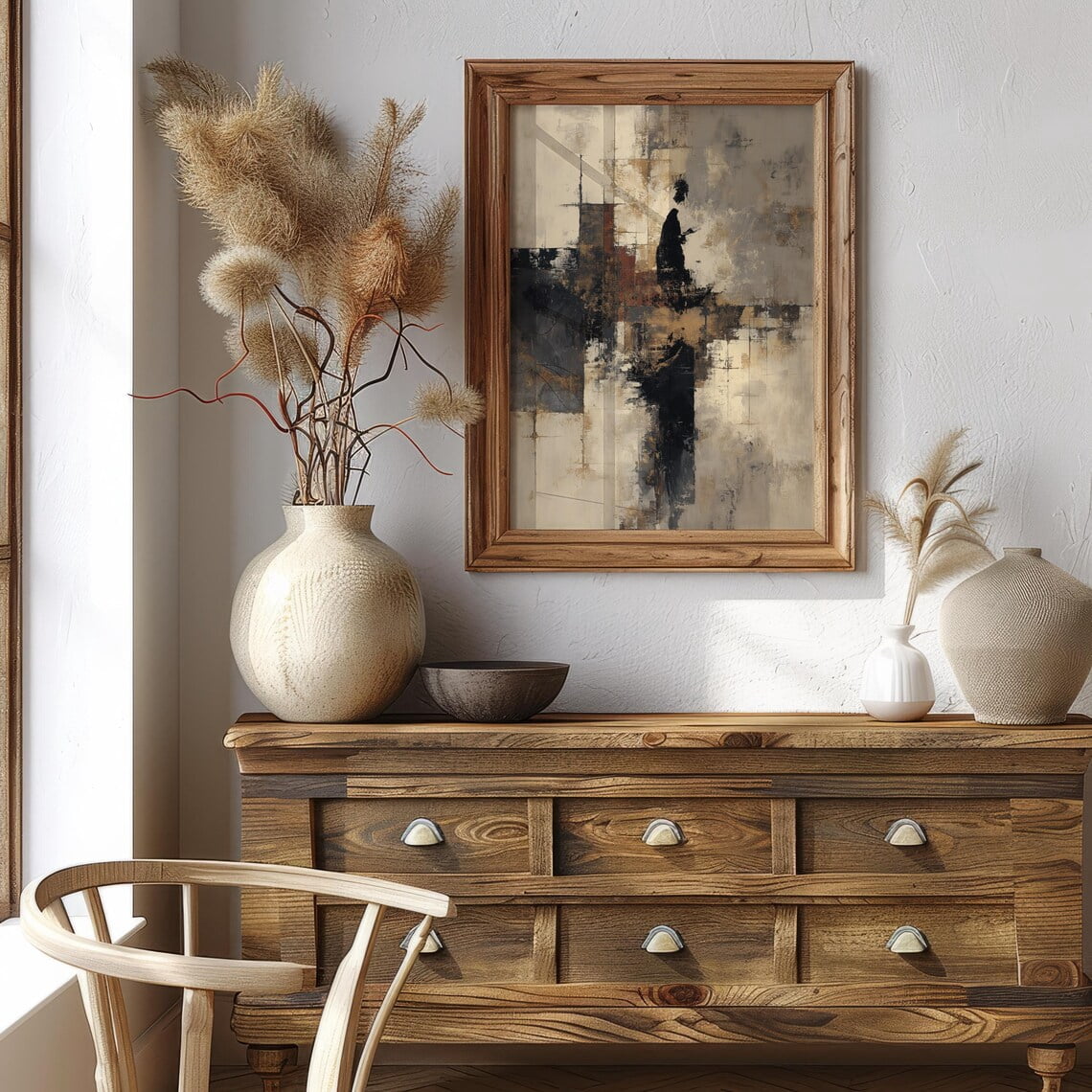 Quiet Witness Poster Wall Art, Sand And Umber Japandi Abstract ...
