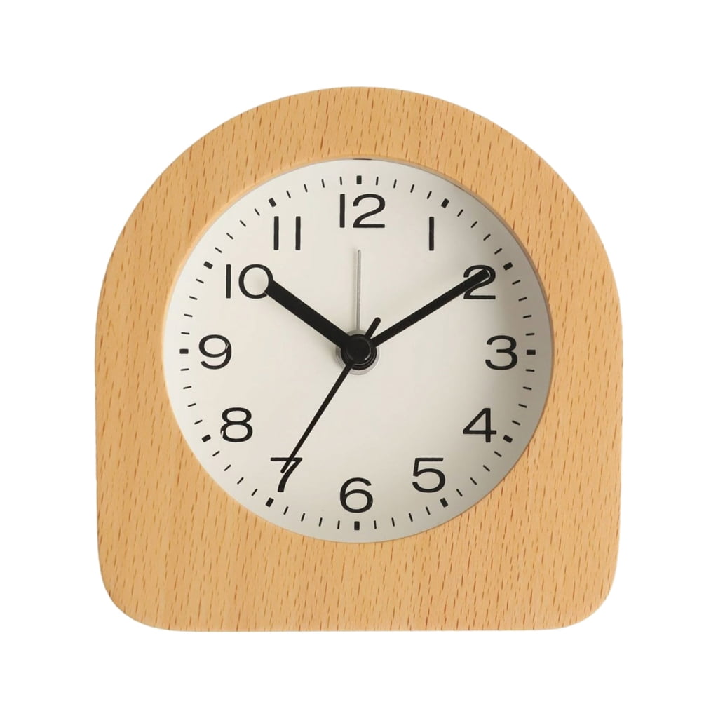 Quiet Wood Analog Alarm Clock for with Night Light Battery Operated Snoozes Bedside