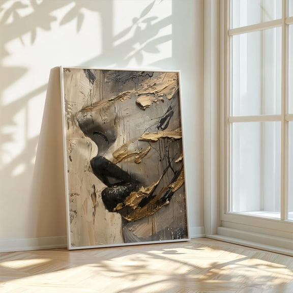 Quiet in Gold Black Gold Female Art Wall Decor Home Accent Unframed Paper Print