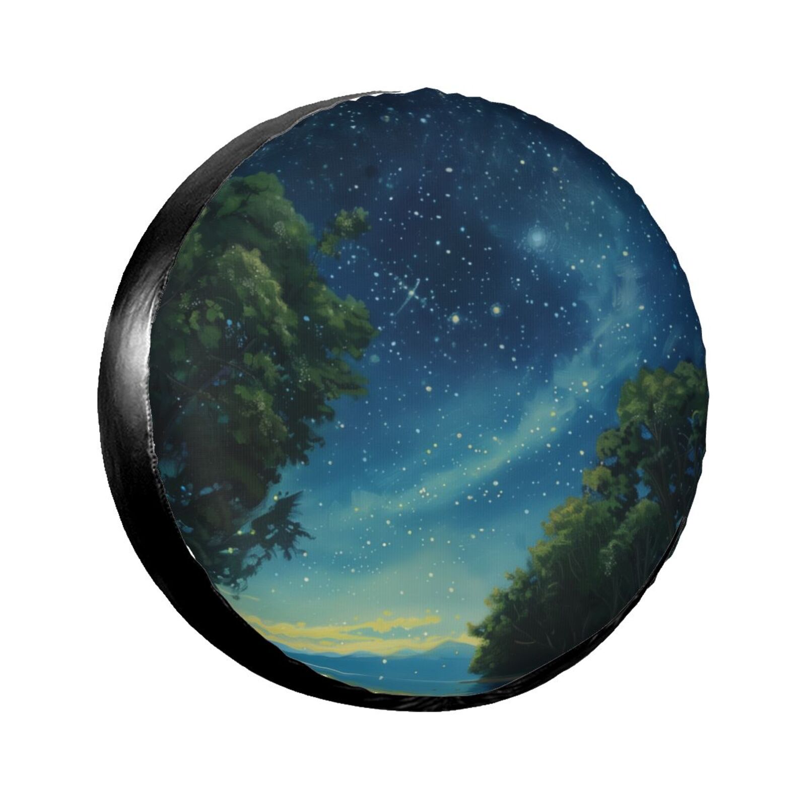 Quiet night people by water camping spare tire cover, wheel protector