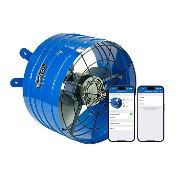 QuietCool AFG SMT PRO-2.0 Smart Attic Fan for Gable Vents - 1945 CFM - Smart App Control - Thermostat and Humidistat - 20ft Power Cord - Plug-and-play - Two Speed