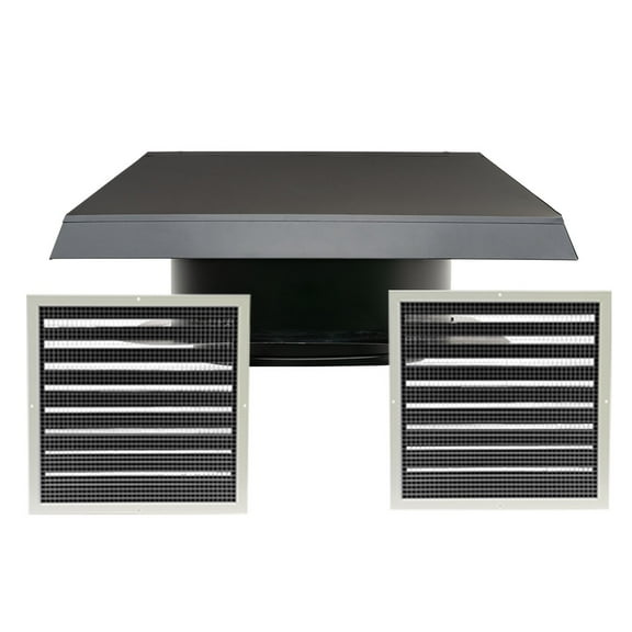 QuietCool RM WHF-4.0-DG2 Roof Mount Whole House Fan - For Flat Roof Homes with No Attic - Up to 3543 CFM - As low as 219 Watts - Three Speed - Included 16" Damper Grilles (2), and Wireless RF Control