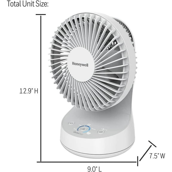 QuietSet 5 Oscillating Table Fan, White – Quiet Power with 5 Speeds for Small Rooms