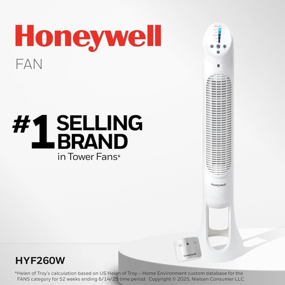 QuietSet Whole Room Oscillating Tower Fan with Remote Control and Timer for Bedroom and Living Room, White