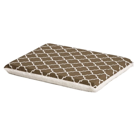 QuietTime® Defender Geo Print/Fleece Reversible Crate Pad with Teflon Fabric Protector for Pet Brown Color 24 Inch