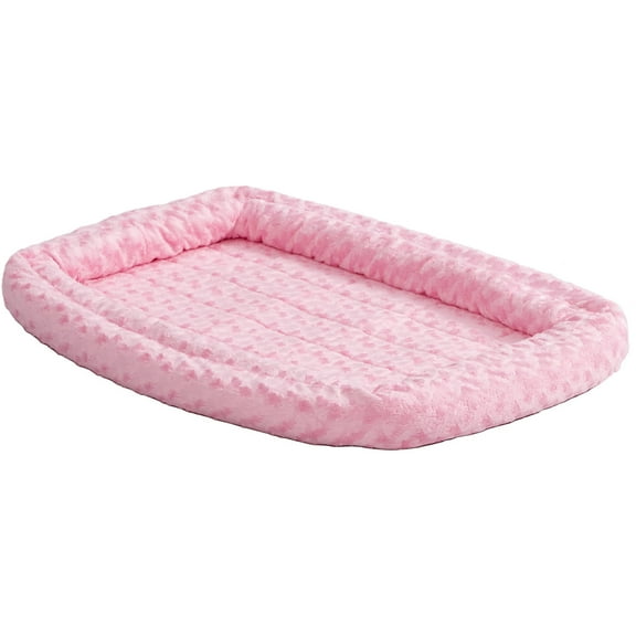 Midwest Homes for Pets QuietTime Double Bolster Dog Bed & Crate Mat Pink, 36 Inch