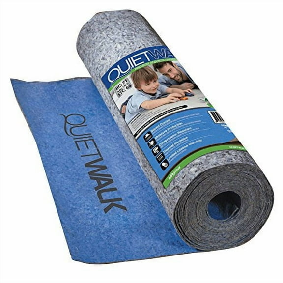 QuietWalk Underlayment for Laminate Flooring with Attached Vapor Barrier Offering Superior Sound Reduction Moisture Protection and Compression Resistance 100 sq ft Blue