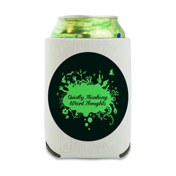 Quietly Thinking Weird Thoughts Funny Can Cooler - Drink Sleeve Hugger Collapsible Insulator - Beverage Insulated Holder