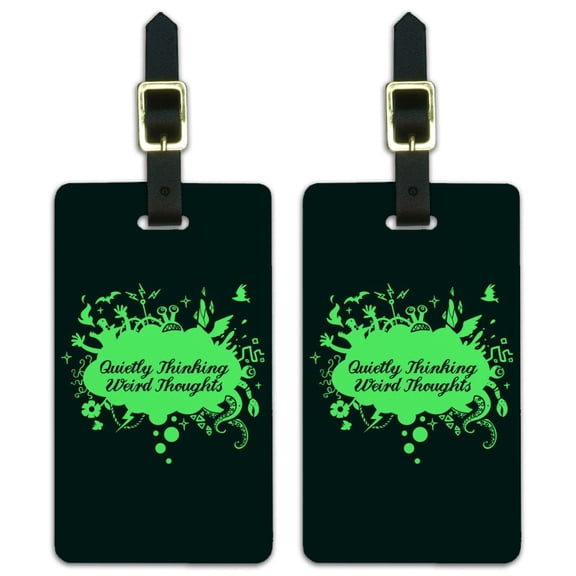 Quietly Thinking Weird Thoughts Funny Luggage ID Tags Suitcase Carry-On Cards - Set of 2