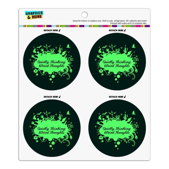 Quietly Thinking Weird Thoughts Funny Refrigerator Fridge Locker Vinyl Circle Magnet Set