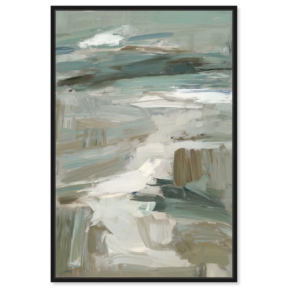 Quietude of Time Canvas Print Green Wall Decor by Art Remedy, Black Frame, 36 x 54