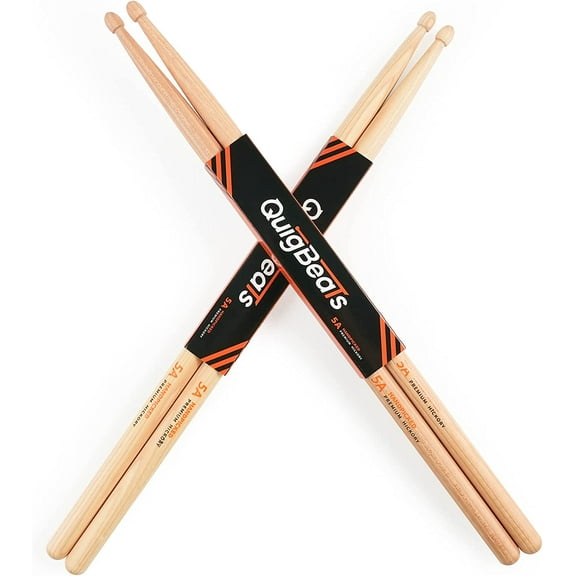 QuigBeats Drum Sticks, Hickory 5A Drumsticks, Drumsticks for Adults & Kids 5A 2 Pairs - A