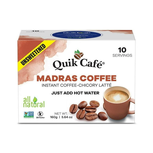 Quik Café Unsweetened Madras Coffee 10 Count All Natural