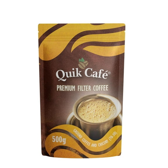 QuikCafé Ground Coffee & Chicory Coffee - Instant Herbal Blend With Natural Ingredients, Caffeine-Light, Preservative-Free- 500g of Perfection