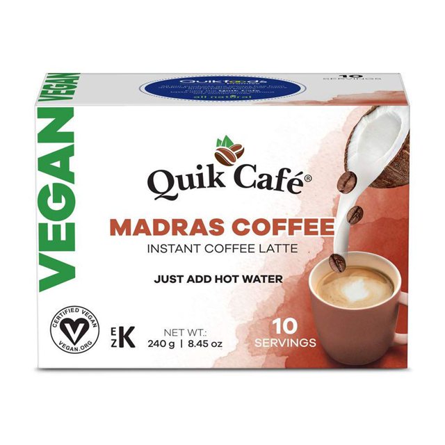 Quik Cafe Vegan Instant Coffee Latte 10 Count Single Box Convenient