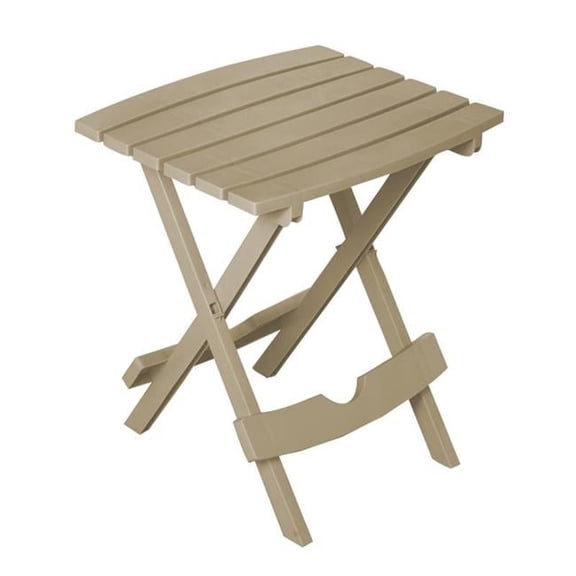 Quik Fold Rectangular Resin Folding Side Table - Biscuit - Lightweight - UV Protected