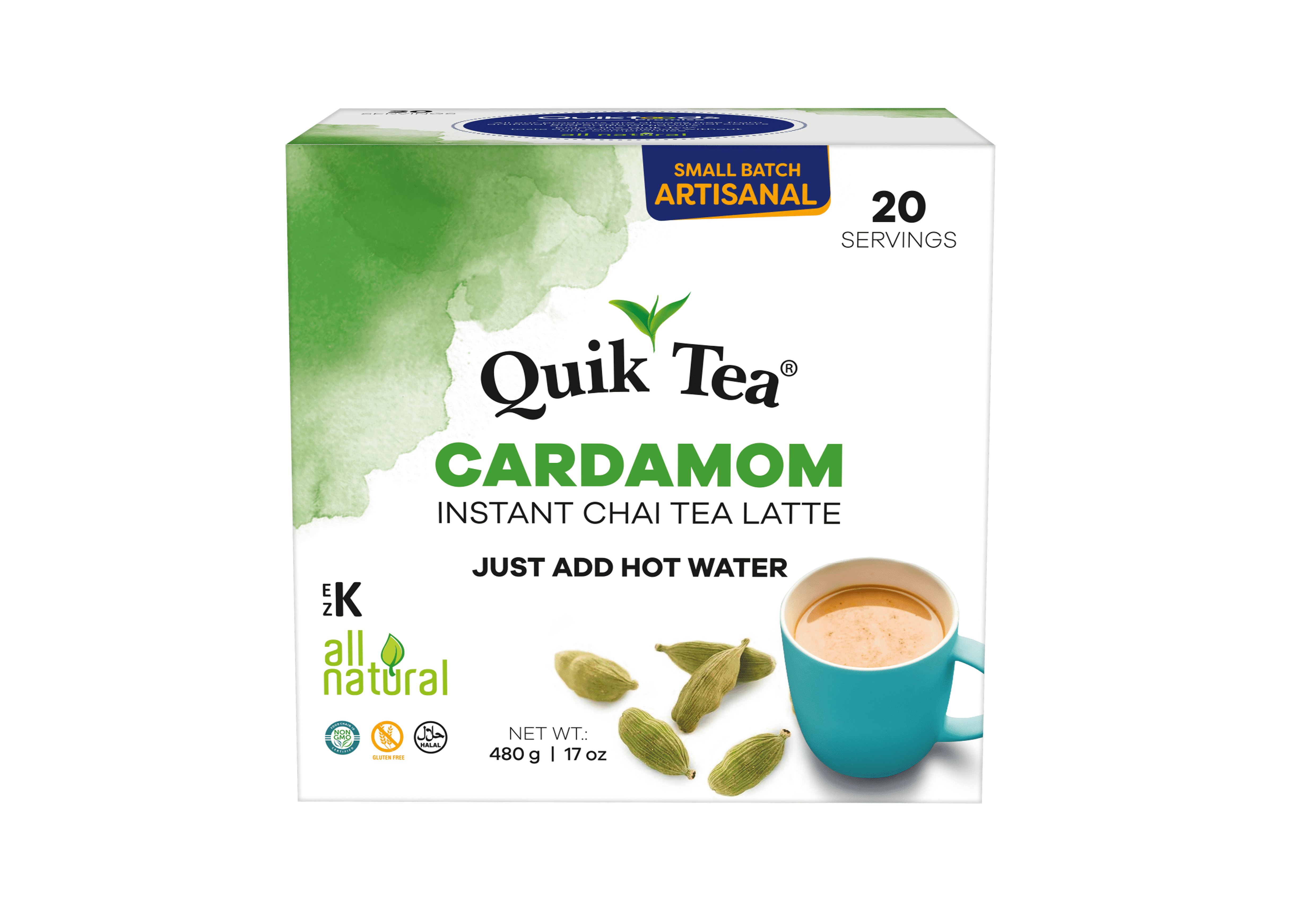 Quik Tea Cardamom Instant Chai Tea Latte - 20 Count, Indian Spice ...