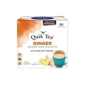 QuikTea Instant Ginger Chai Tea Latte, 20 Single-Serve Sachets, Artisanal Indian Chai Latte Mix, Just Add Hot Water, Low Caffeine, Non-GMO, Gluten Free