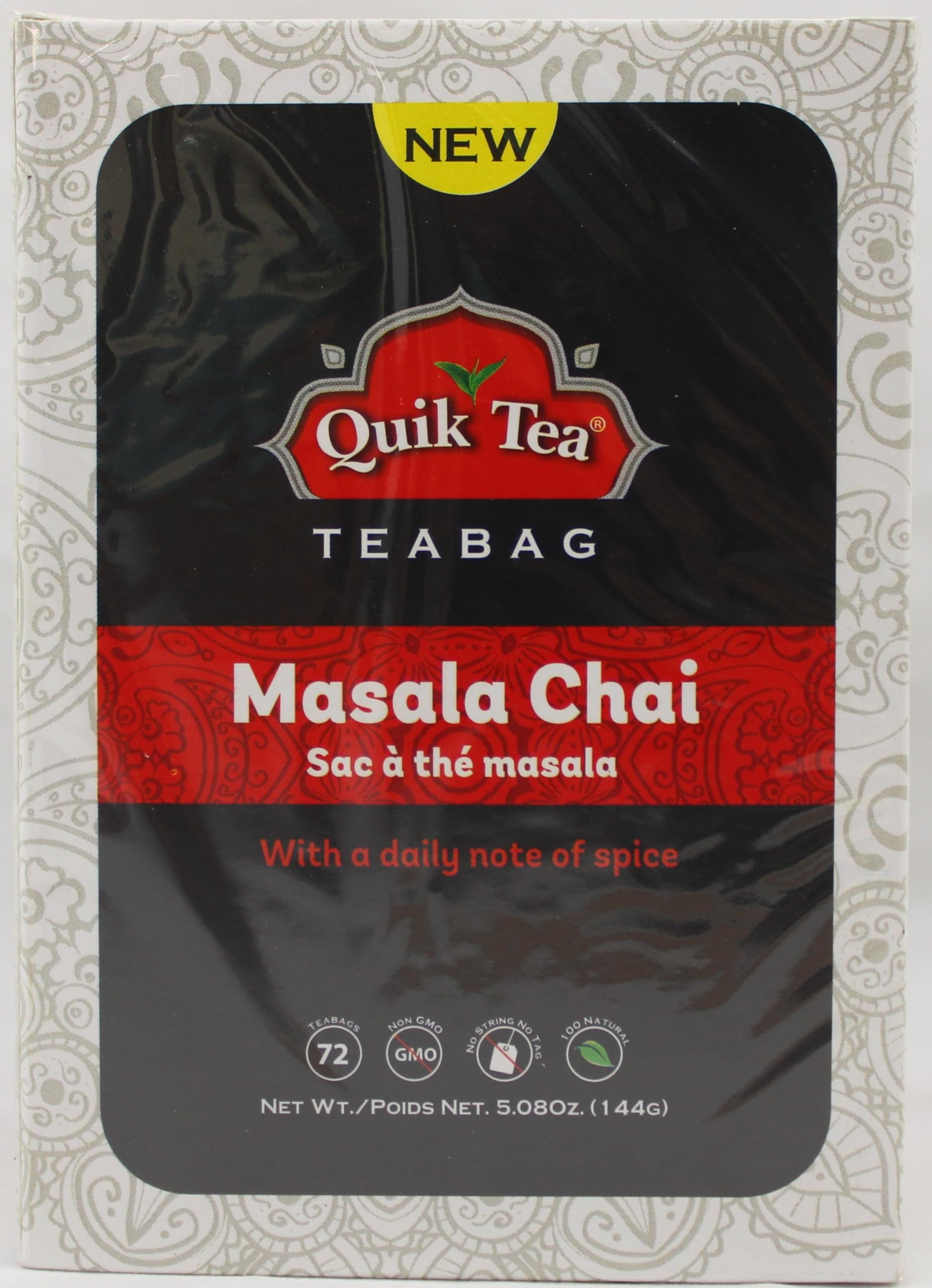 Quik Tea Masala Chai Tea Bags - Single Box 72 Count - All Natural Non ...