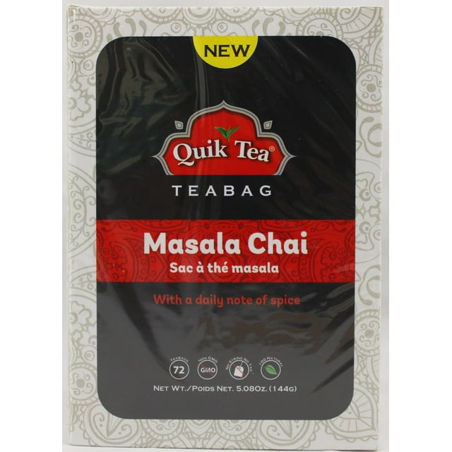 Quik Tea Masala Chai Tea Bags - Single Box 72 Count - All Natural Non ...