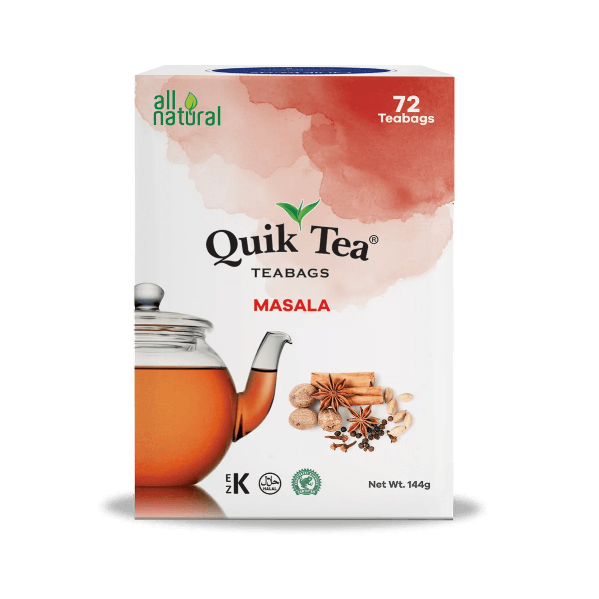 Quik Tea Masala Chai Tea Bags - Single Box 72 Count - All Natural Non ...