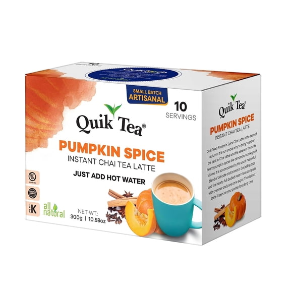 Quik Tea Instant Pumpkin Spice Chai Latte, 10 Ct with Pumpkin Extract ...