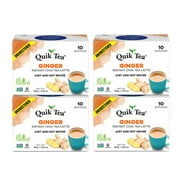 QuikTea Ginger Unsweetened Chai Tea Latte – 40 Count, Bold Ginger Flavor, Naturally Caffeine-Light, no preservatives, No Sugar Added – Just Add Hot Water