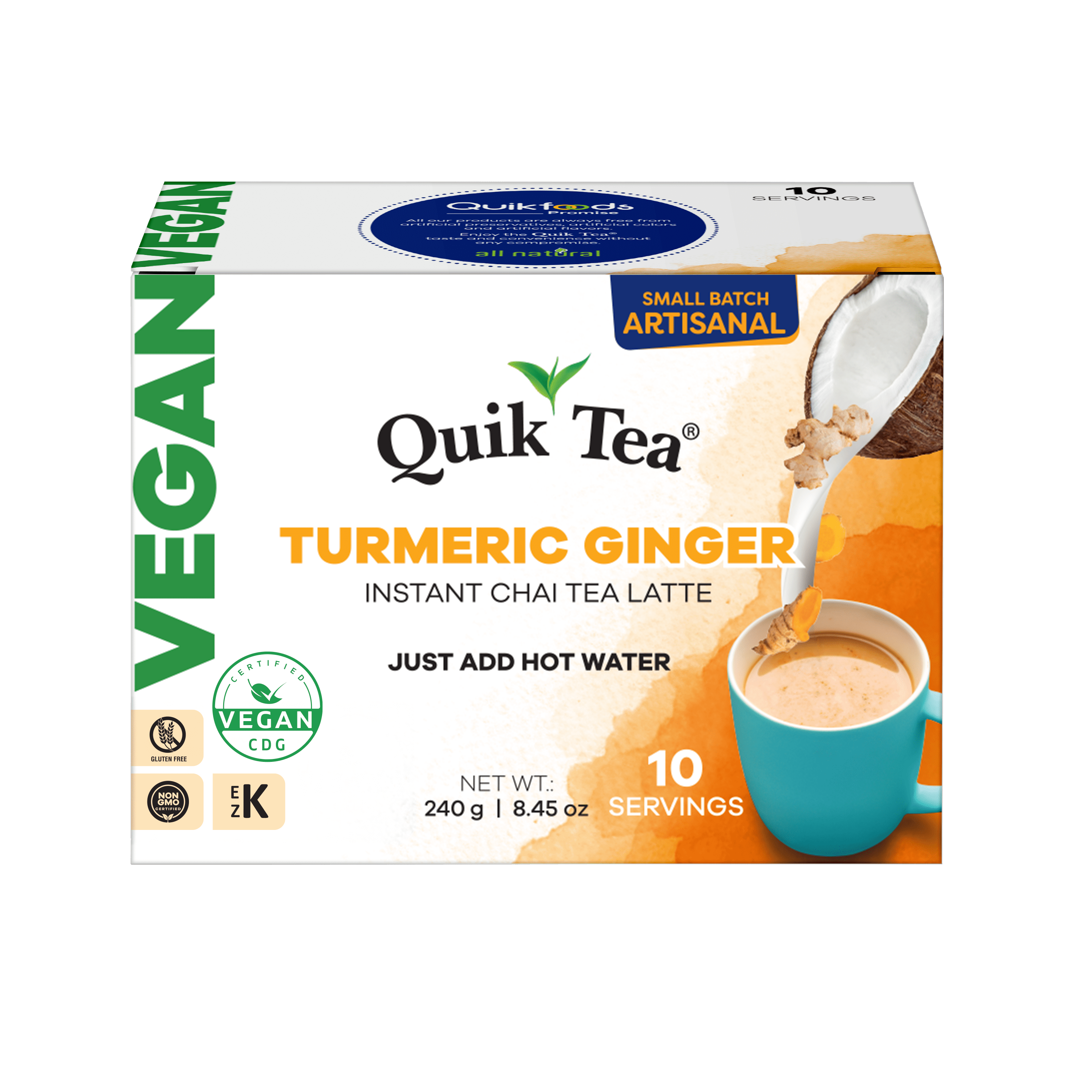 QuikTea Vegan Turmeric Ginger Chai Latte - Office Essential - Walmart ...