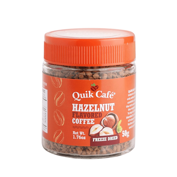 QuikCaf Hazelnut Coffee Instant Herbal Blend with Natural Ingredients, Caffeine-Light, Preservative-Free Just Add Hot Water