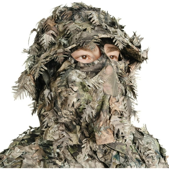 QuikCamo Realtree & Mossy Oak 3D Leafy Face Mask Bucket Hat for Men Deer Duck and Turkey Hunting (Fully Adjustable OSFM)