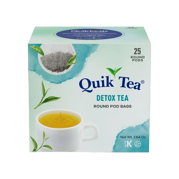 QuikTea Detox Green Tea Bags - 25 Count - All Natural, Preservative Free - Herbal Blend with Natural Ingredients - Soothing and Detoxifying Herbal Green Tea Bags