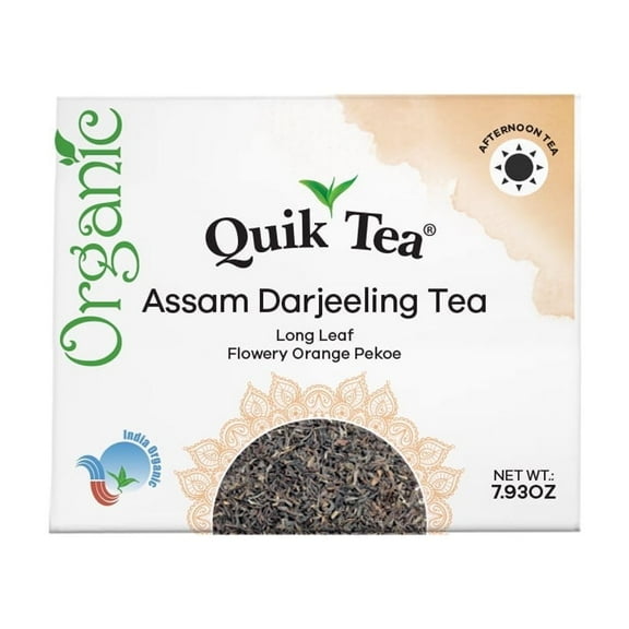QuikTea Premium Organic Assam & Darjeeling  Antioxidant rich and Bold Himalayan Black Tea with Delicate Floral Notes  225g of Uplifting Wellness