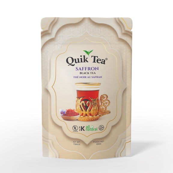 QuikTea Saffron Flavored loose Tea 7.94 oz standee pouch