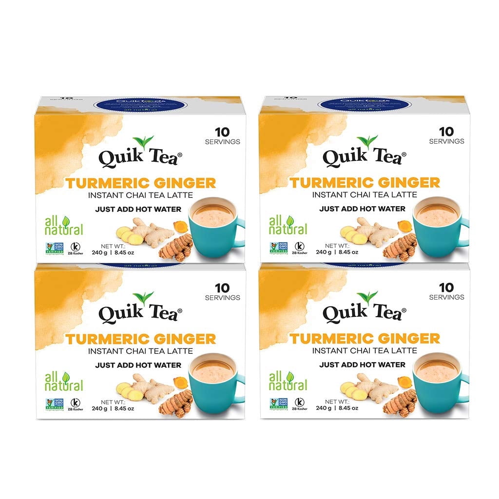 QuikTea Turmeric Ginger Chai Tea Latte – 40 Count, Bold Turmeric