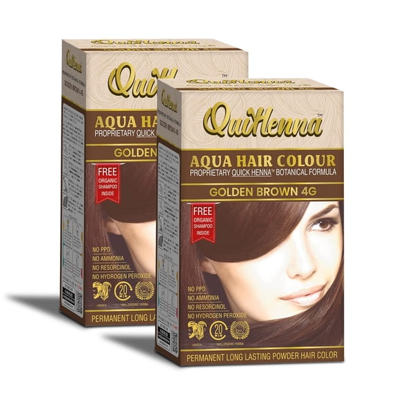 Quikhenna Aqua Powder HairColour 4G Golden Brown for Men&Women Hair Color Powder- 110gm,Powder Hair Colour Hair Dyes Without PPD and Ammonia Herbal Hair Dye Powder Instant Hair Color Powder(Pack Of 2)