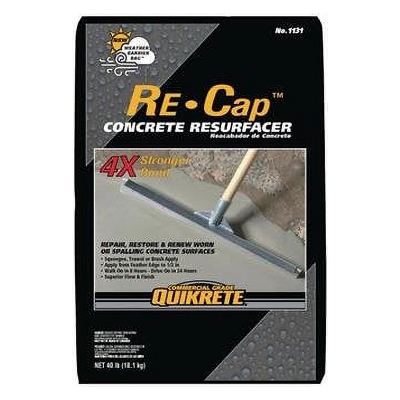 Quikrete 113147 Re-Cap 1131-47 Concrete Resurfacer, Granular Solid, Gray to Gray Brown, 40 lb Bag