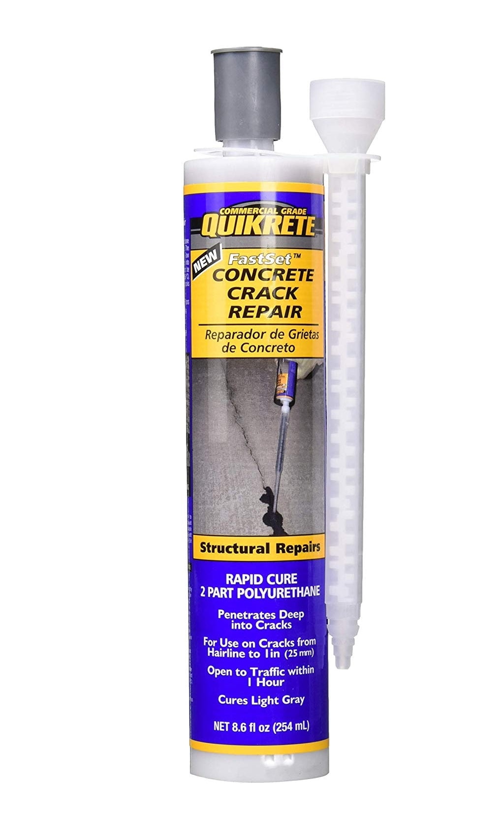 Quikrete 865069 FastSet Concrete Crack Repair, Grey, 8.6 Oz, Each