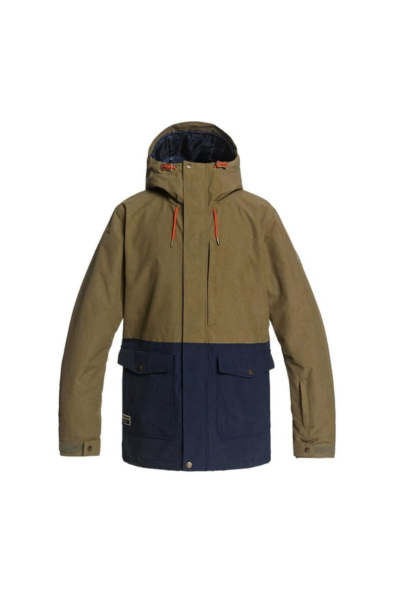 Horizon Mens Color Block Insulated Snow Jacket (XSmall, Green/Navy)