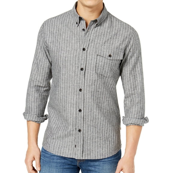 Quiksilver 'Lafitania Rocks' Mens Striped Button Down Shirt (Medium, Dark Gray)
