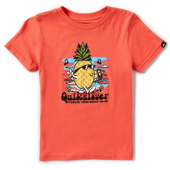 Quiksilver Little Boys T-Shirt 2T- 7X Pineapple Vibes Short Sleeve Crewneck Tee (2, Cayenne (Red))