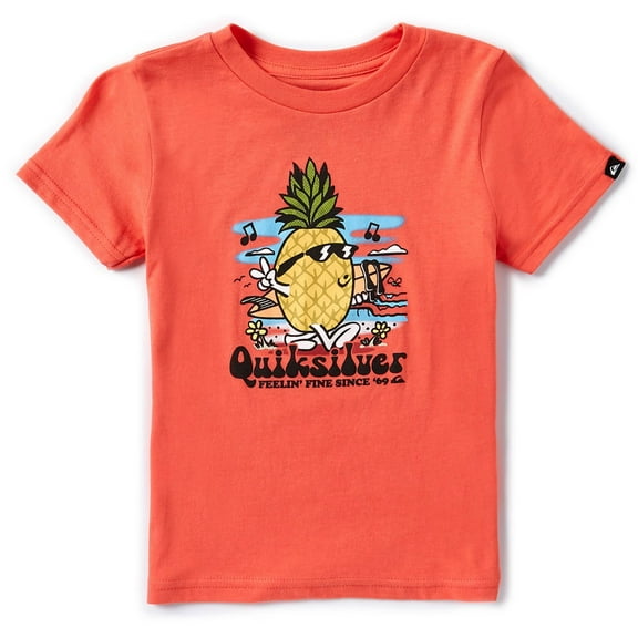 Quiksilver Little Boys T-Shirt 2T- 7X Pineapple Vibes Short Sleeve Crewneck Tee (5, Cayenne (Red))