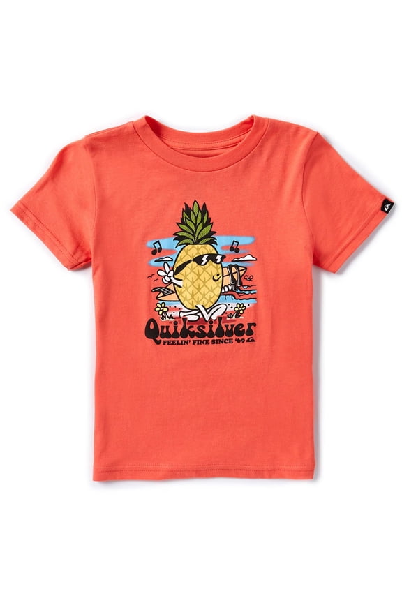 Little Boys T-Shirt 2T- 7X Pineapple Vibes Short Sleeve Crewneck Tee (5, Cayenne (Red))