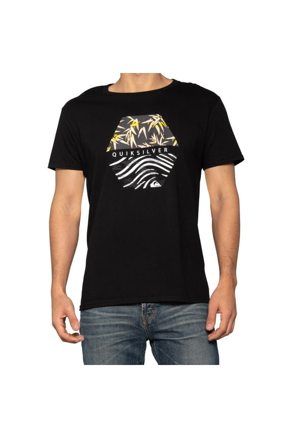 Men's Bamboo Breakfast Graphic Print Tee T-Shirt (Small, Black)