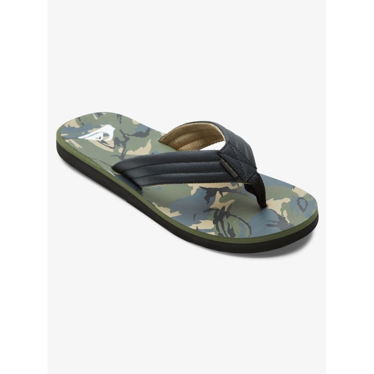 QUIKSILVER AQUAα タッパー XL Quiksilver Men's Carver Print Flip Flop Sandals Black/Green/Grey